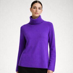 LORD & TAYLOR 100% Cashmere Turtleneck Sweater In Purple